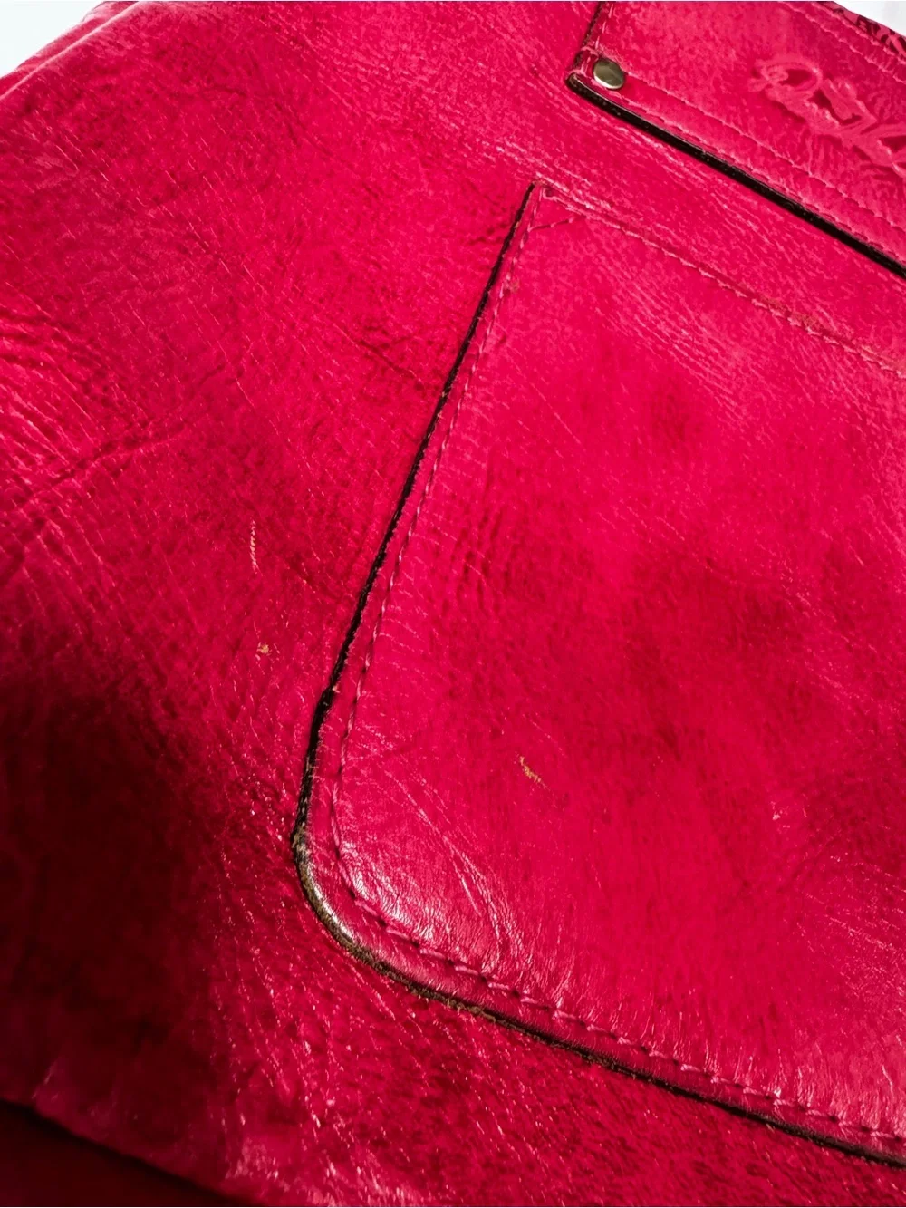 Patricia Nash Pink Black Luzille Tooled Emboss Leather Bag Convertible Backpack
